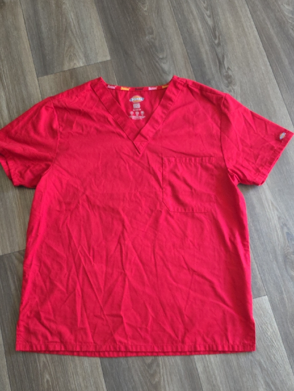 Dickies Bright Red V-Neck Short Sleeve Pocket Tee